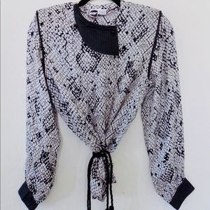 Vintage Bellino Paris Mode Silk and Leather Blouse